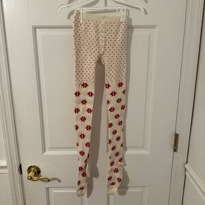 Hanna Andersson Girls Snowflake Footed Tights Red Cream Size 10-12  140/150 NWOT